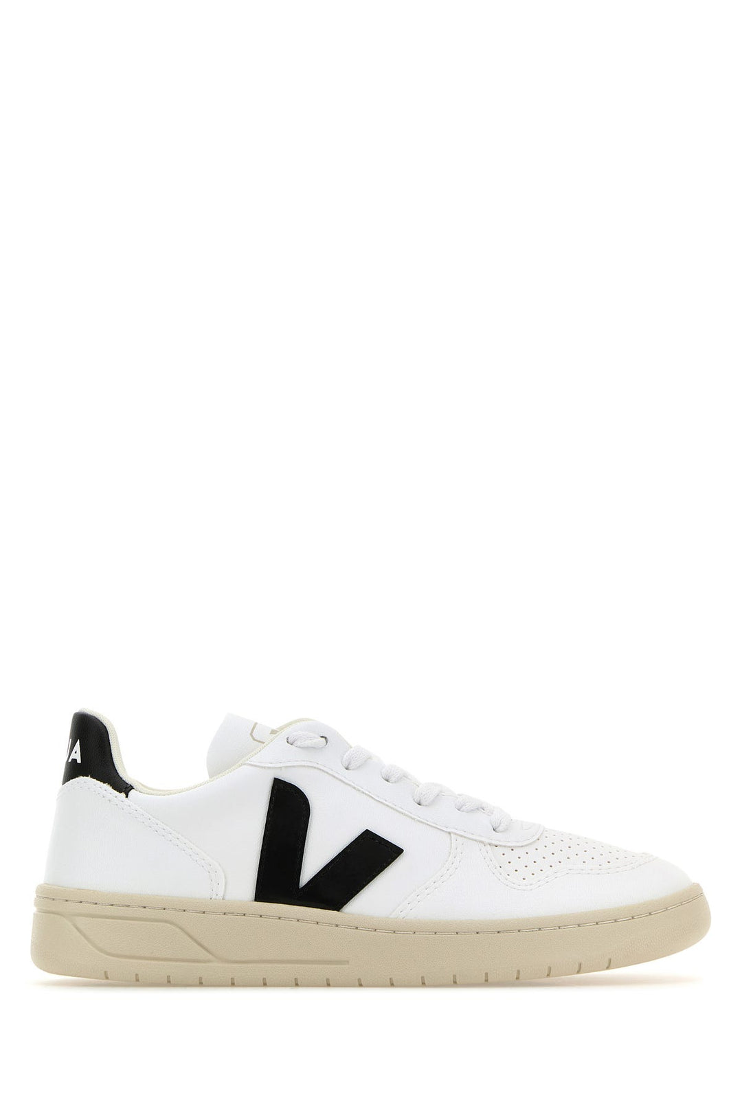 White leather V-10 sneakers