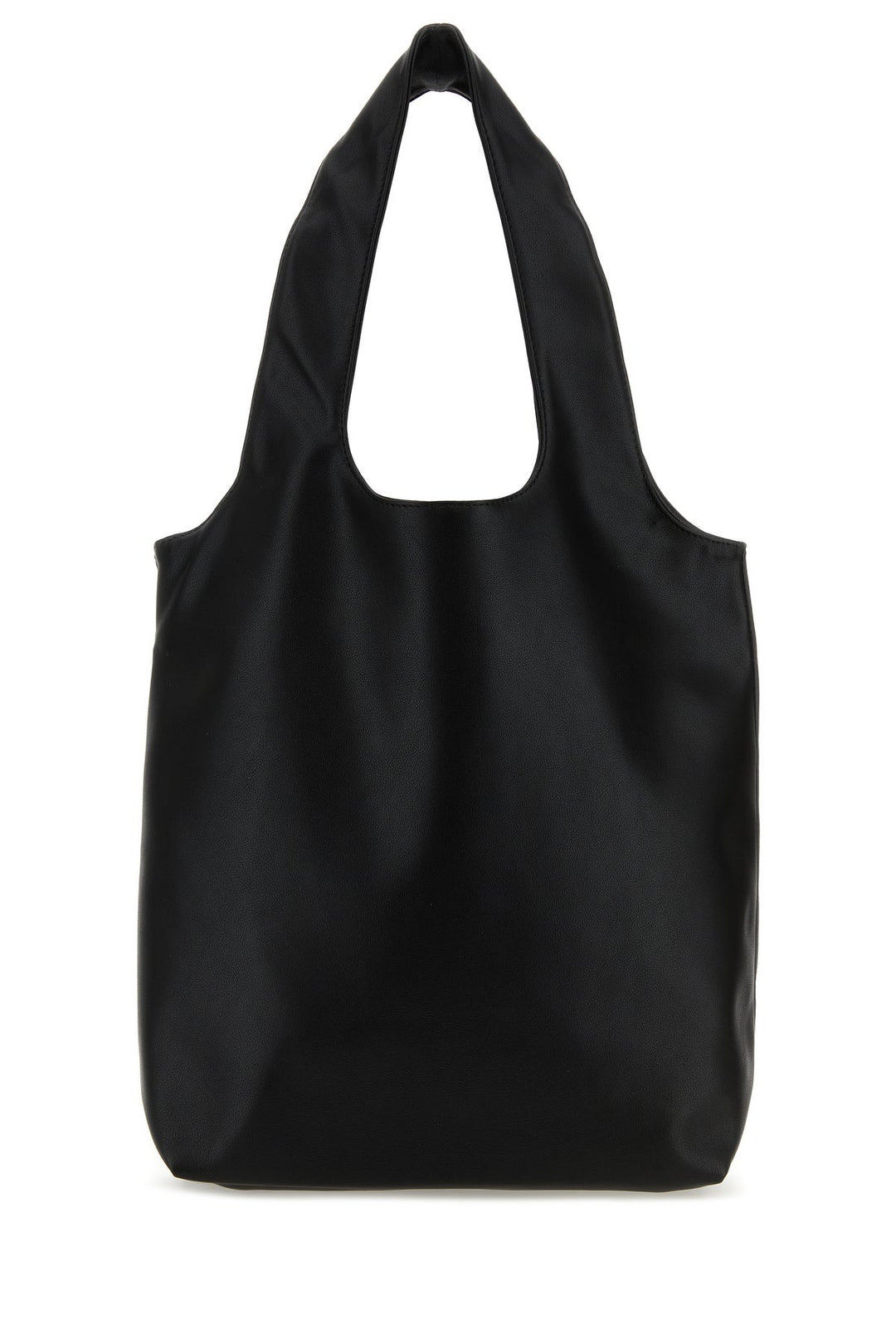 Black synthetic leather shopping bag