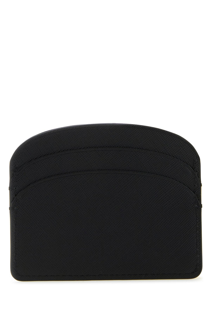 Black leather Demi-Lune card holder