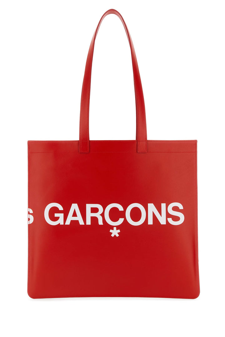 Red leather shopping bag