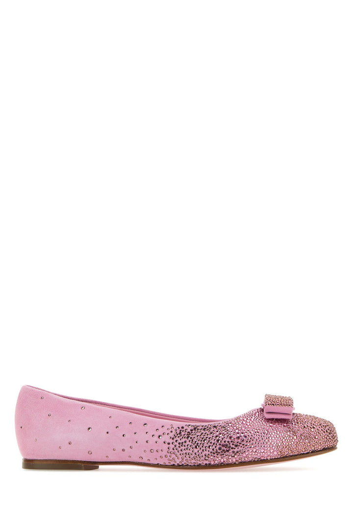 Pink suede Varina ballerinas