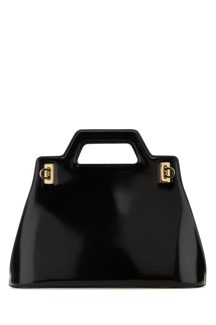 Black leather Wanda M handbag