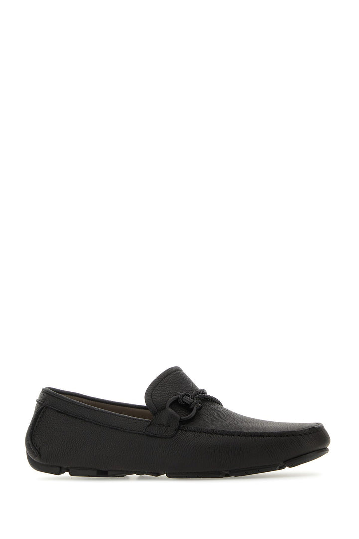 Black leather Front loafers