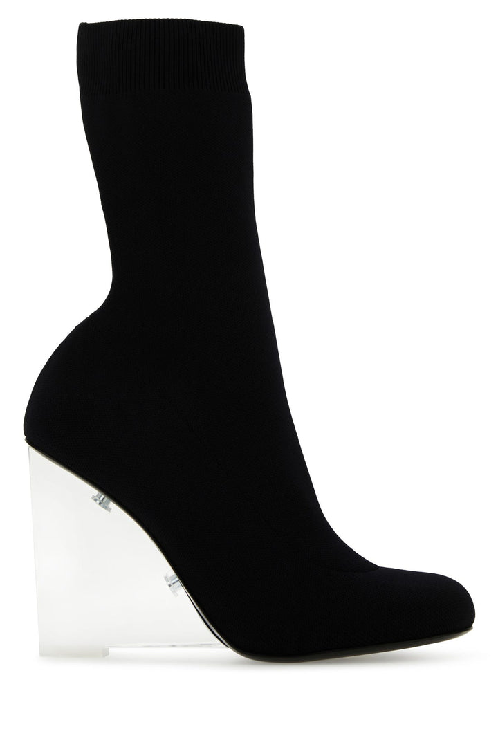 Black stretch nylon Shard ankle boots