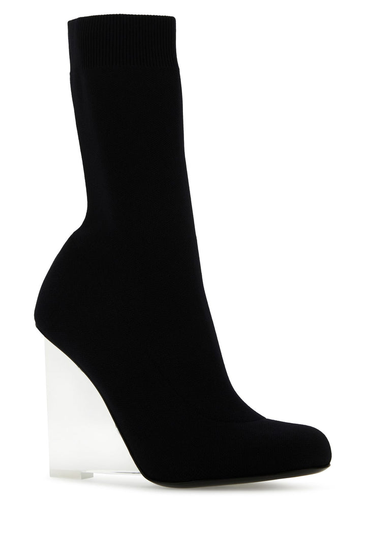 Black stretch nylon Shard ankle boots