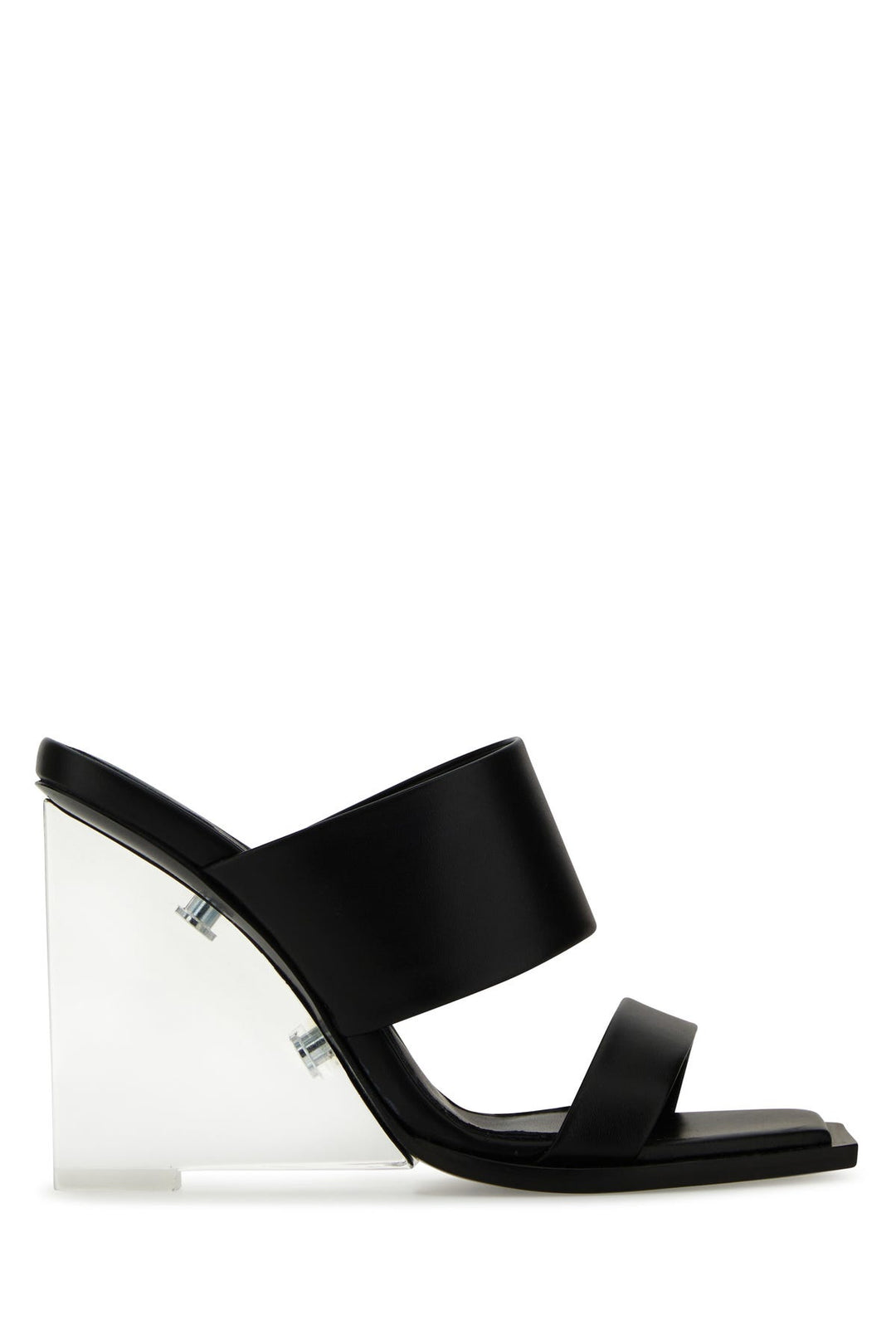 Black leather Shard mules