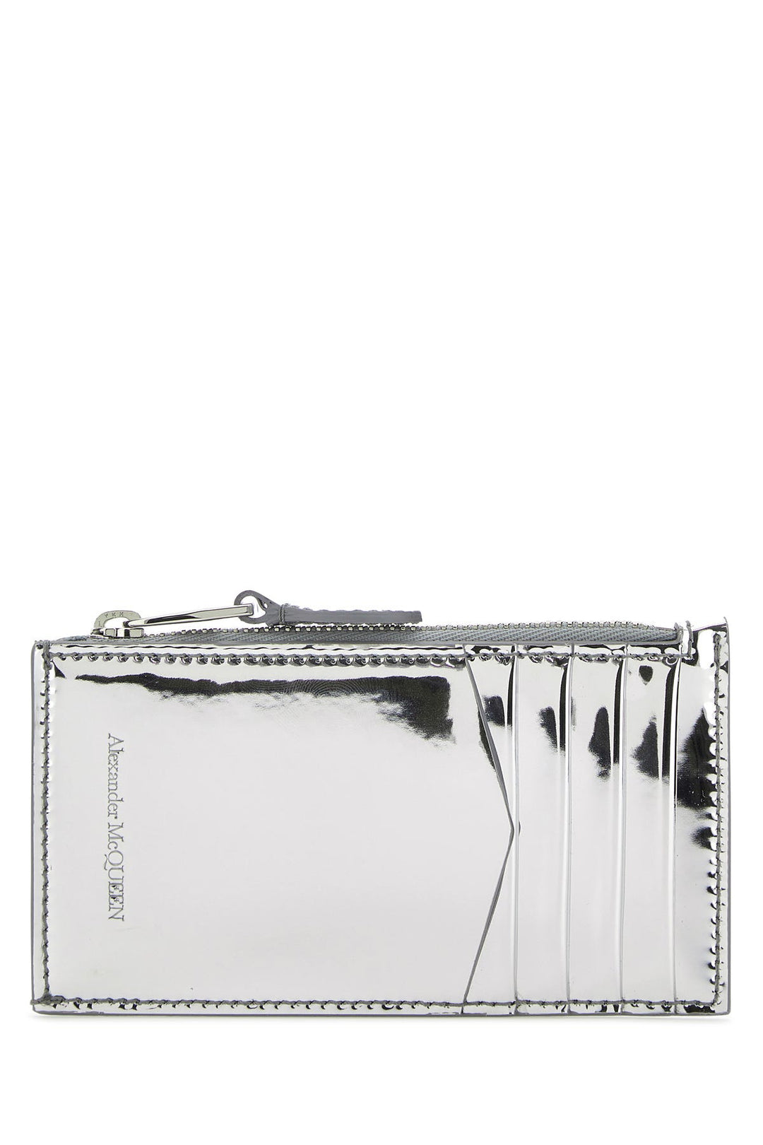 Silver leather card holder