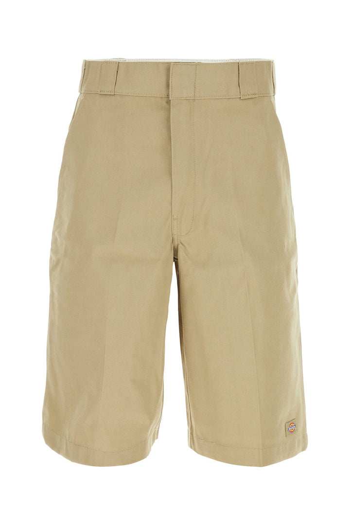 Beige polyester blend bermuda shorts