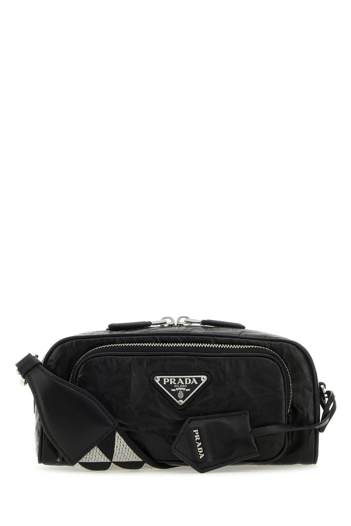 Black nappa leather crossbody bag