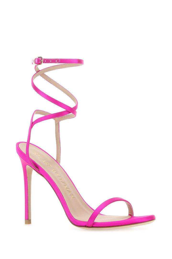 Fuchsia satin Barelynude 100 sandals