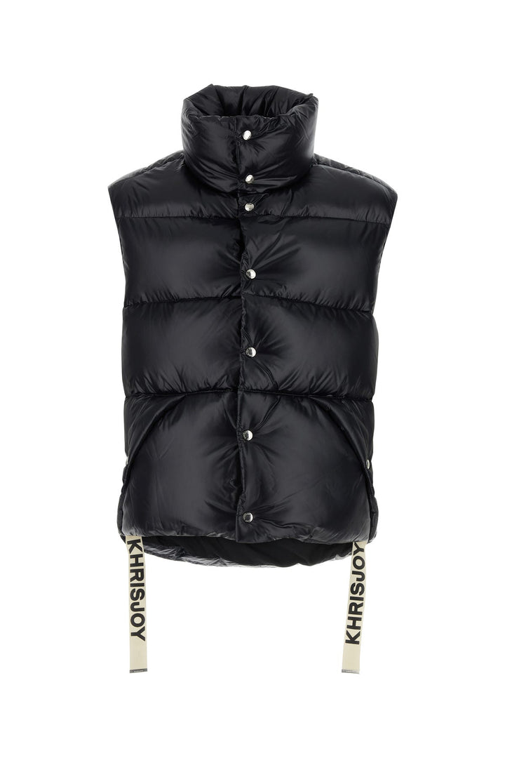 Black nylon sleeveless Puff Shiny down jacket