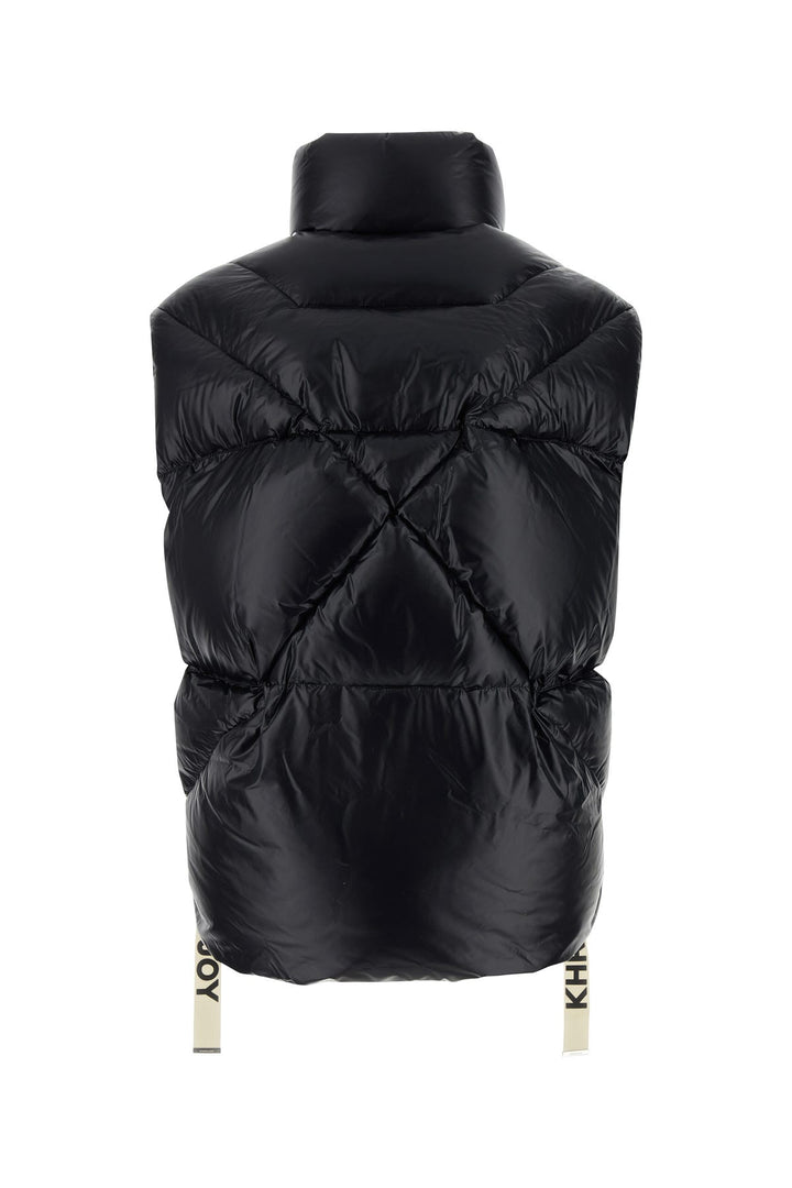 Black nylon sleeveless Puff Shiny down jacket