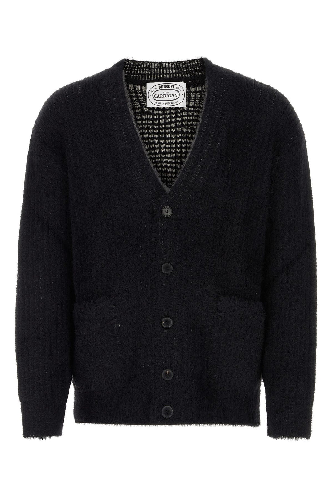 Black nylon blend cardigan