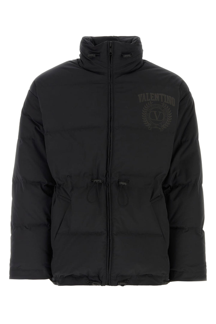 Black stretch polyester padded jacket