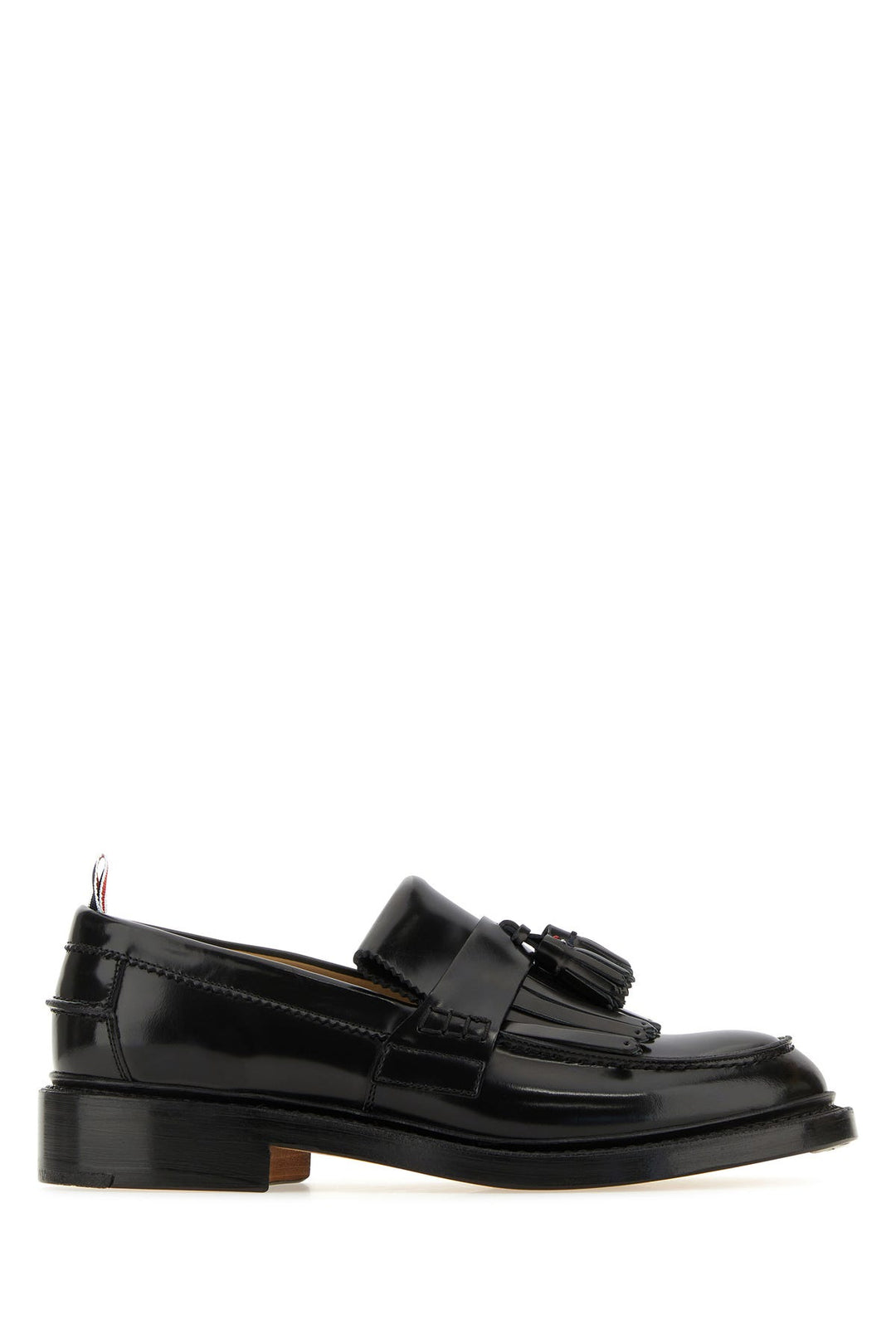 Black leather loafers