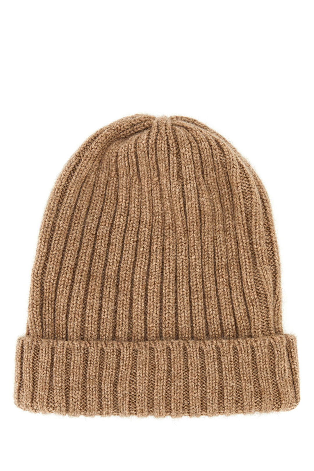 Camel cashmere beanie hat