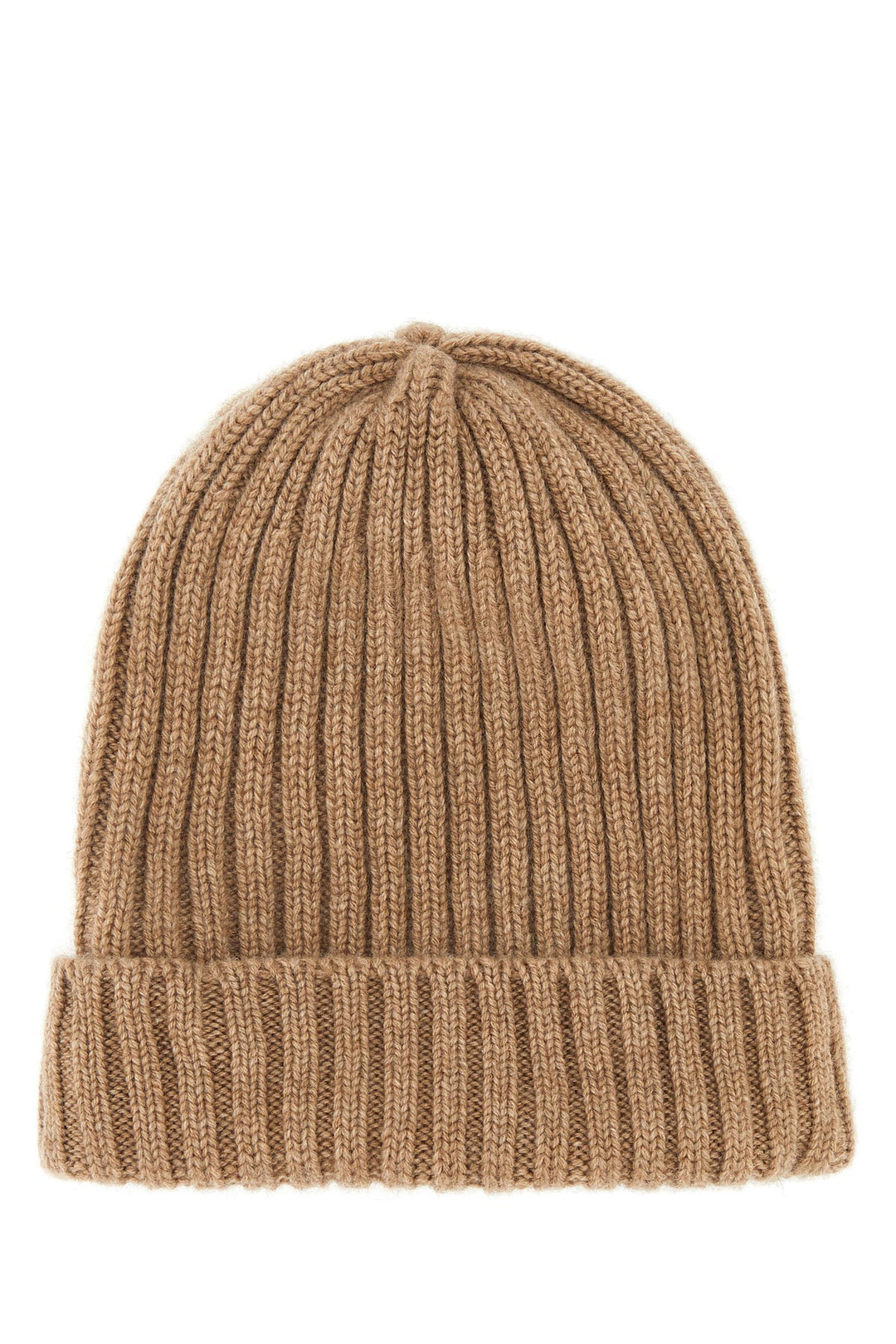 Camel cashmere beanie hat