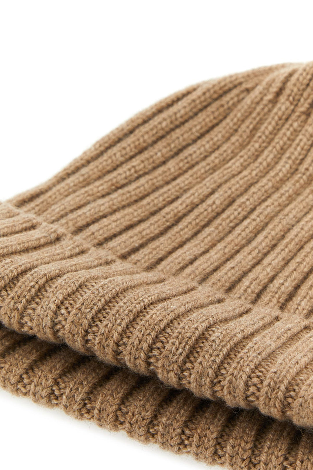 Camel cashmere beanie hat