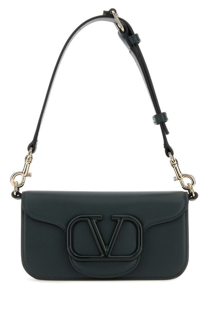 Dark green leather mini LocÃ² shoulder bag