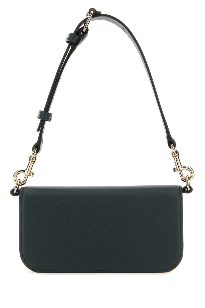 Dark green leather mini LocÃ² shoulder bag