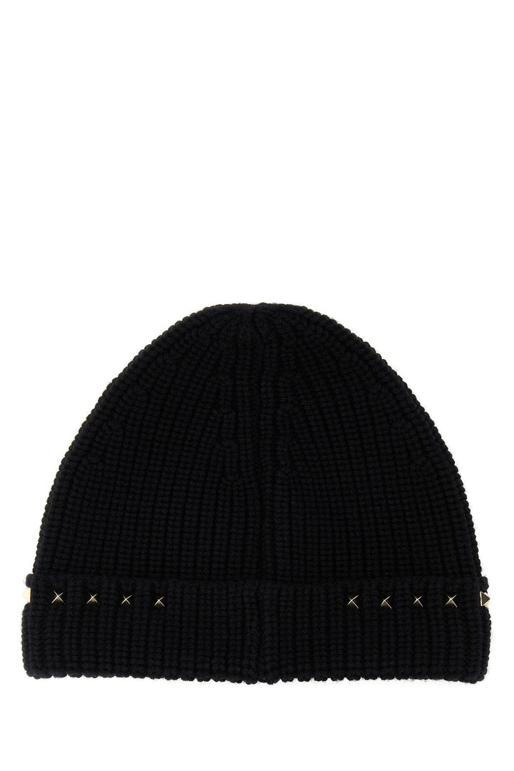 Black wool beanie hat