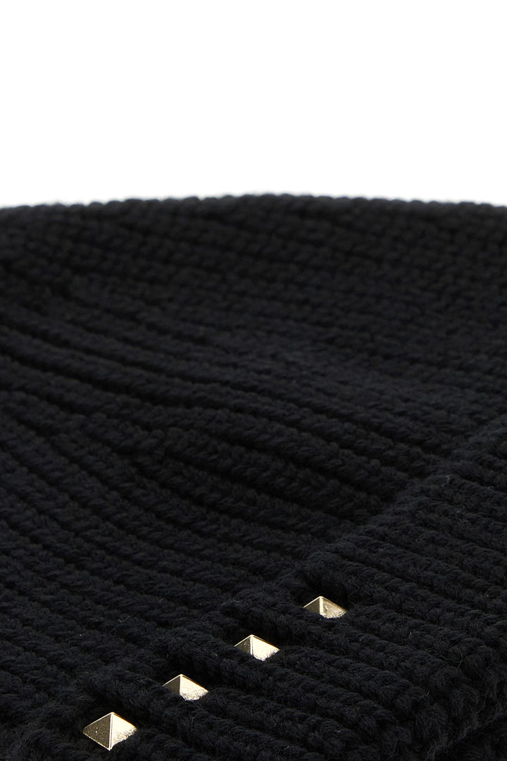 Black wool beanie hat