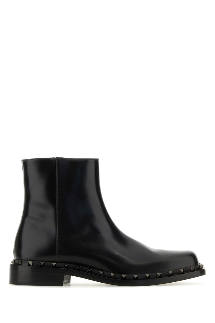 Black leather ankle boots