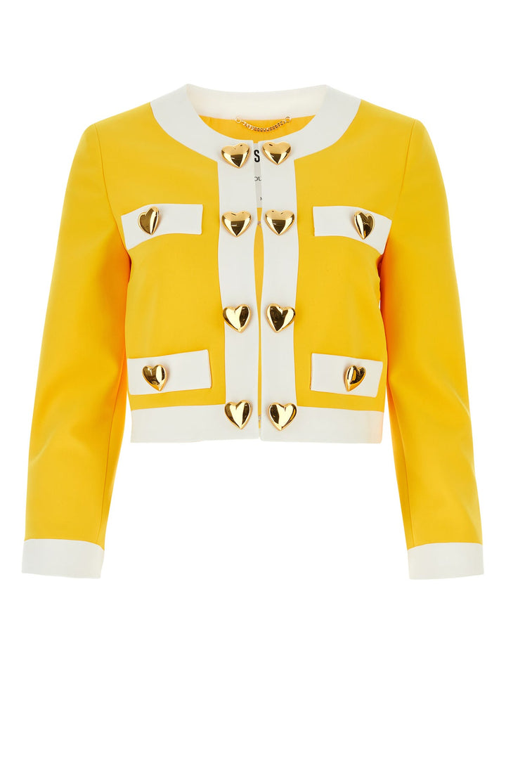 Yellow stretch jersey blazer