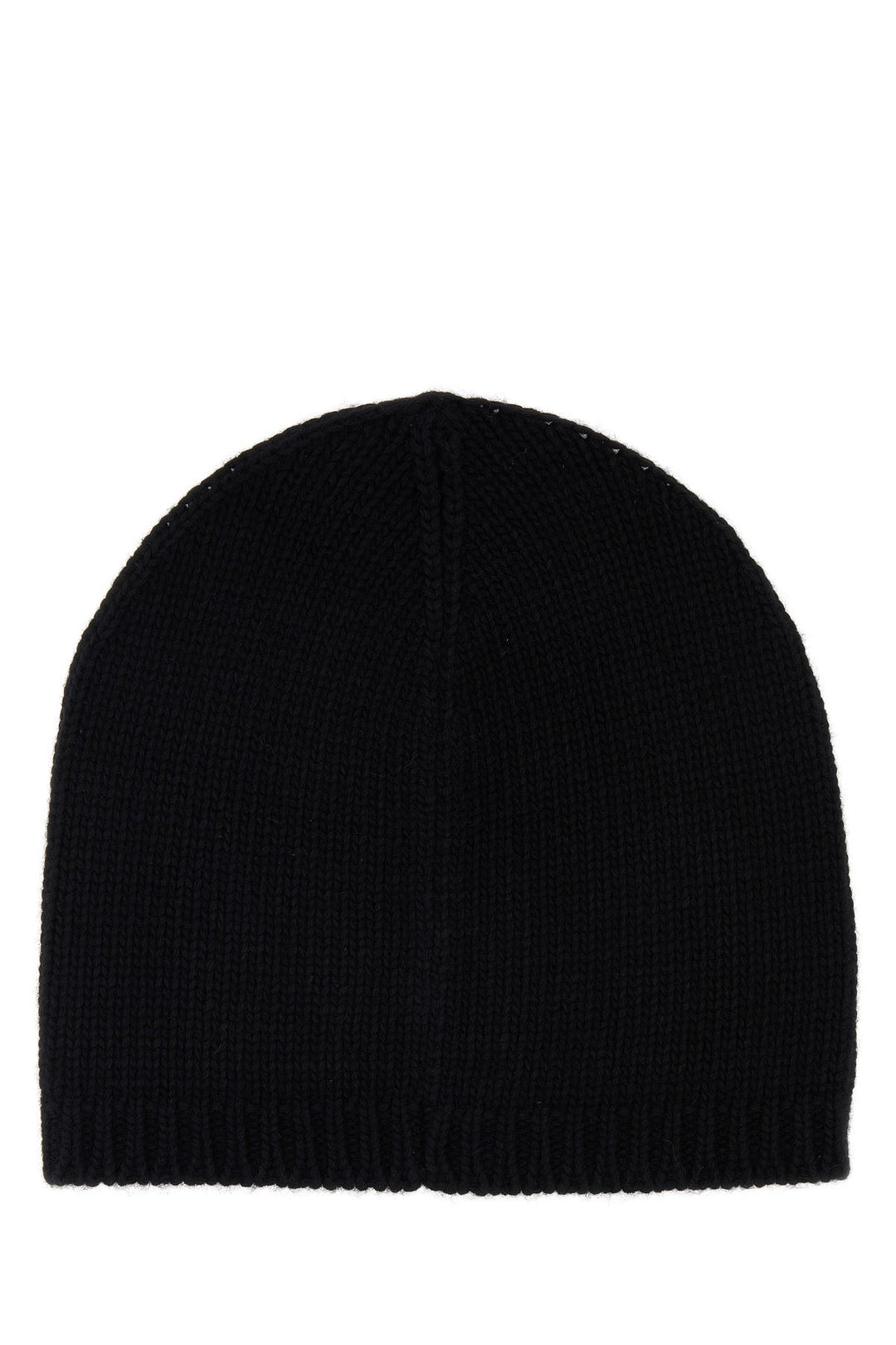 Black wool blend beanie hat