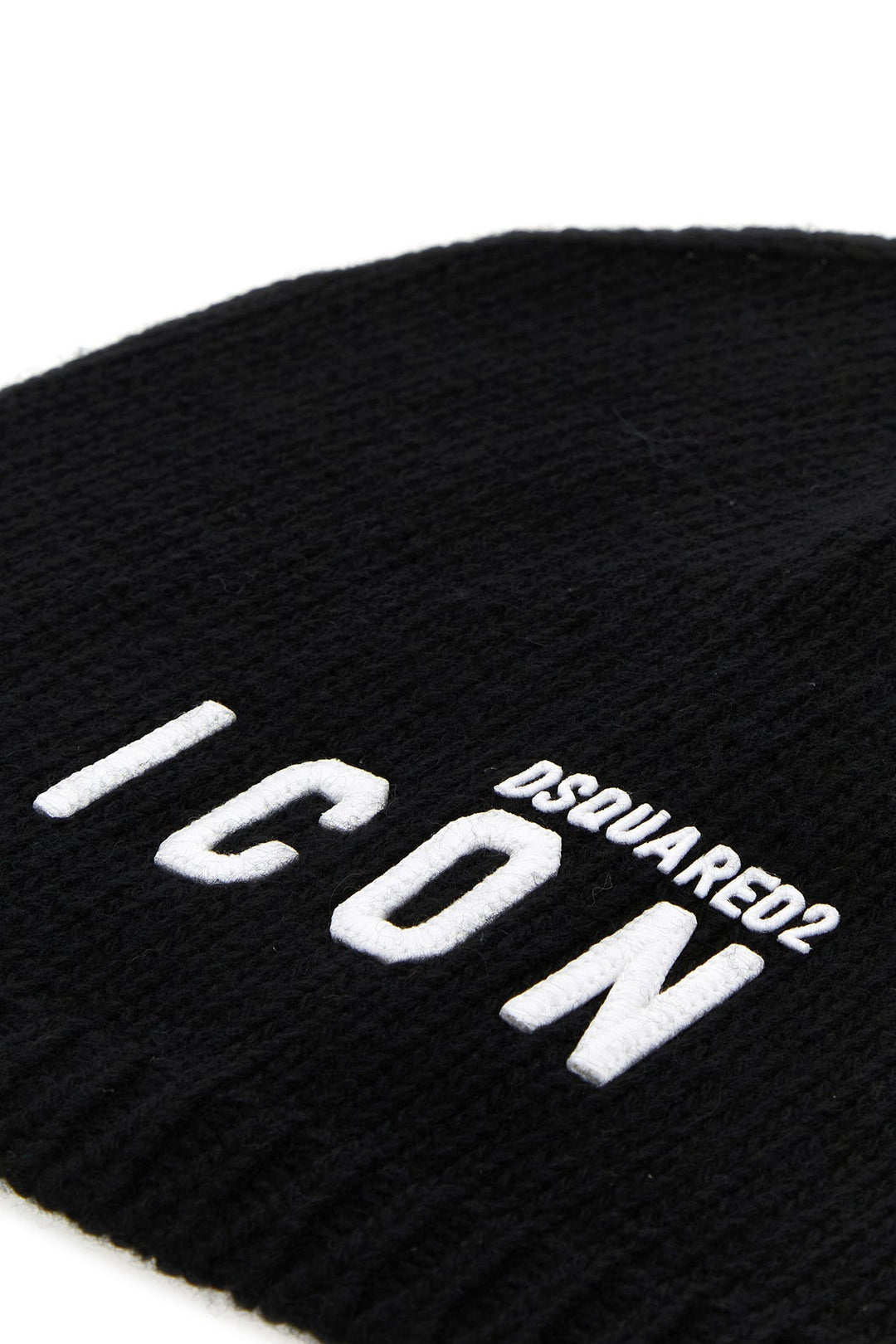 Black wool blend beanie hat