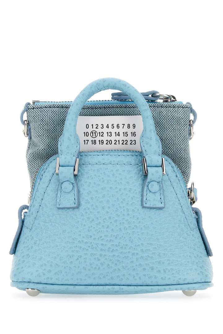 Light blue leather and fabric 5AC Classique Baby handbag