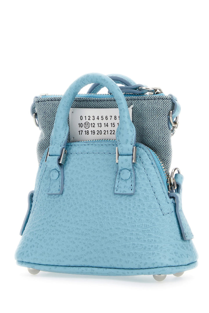 Light blue leather and fabric 5AC Classique Baby handbag