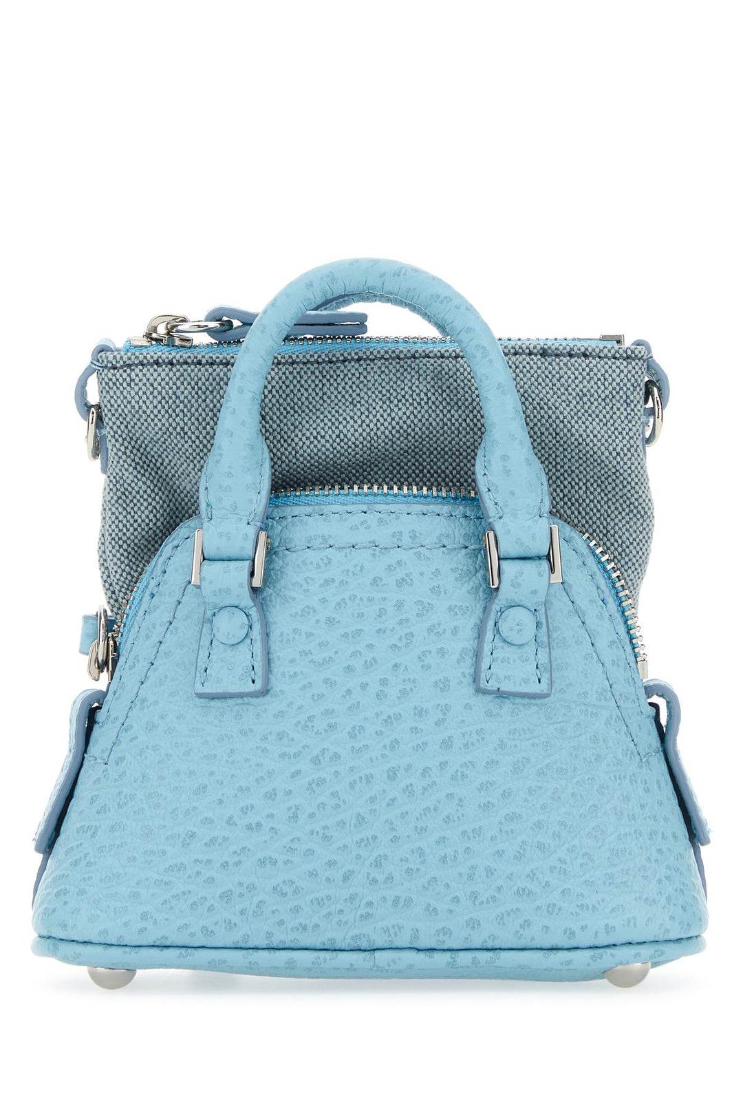 Light blue leather and fabric 5AC Classique Baby handbag