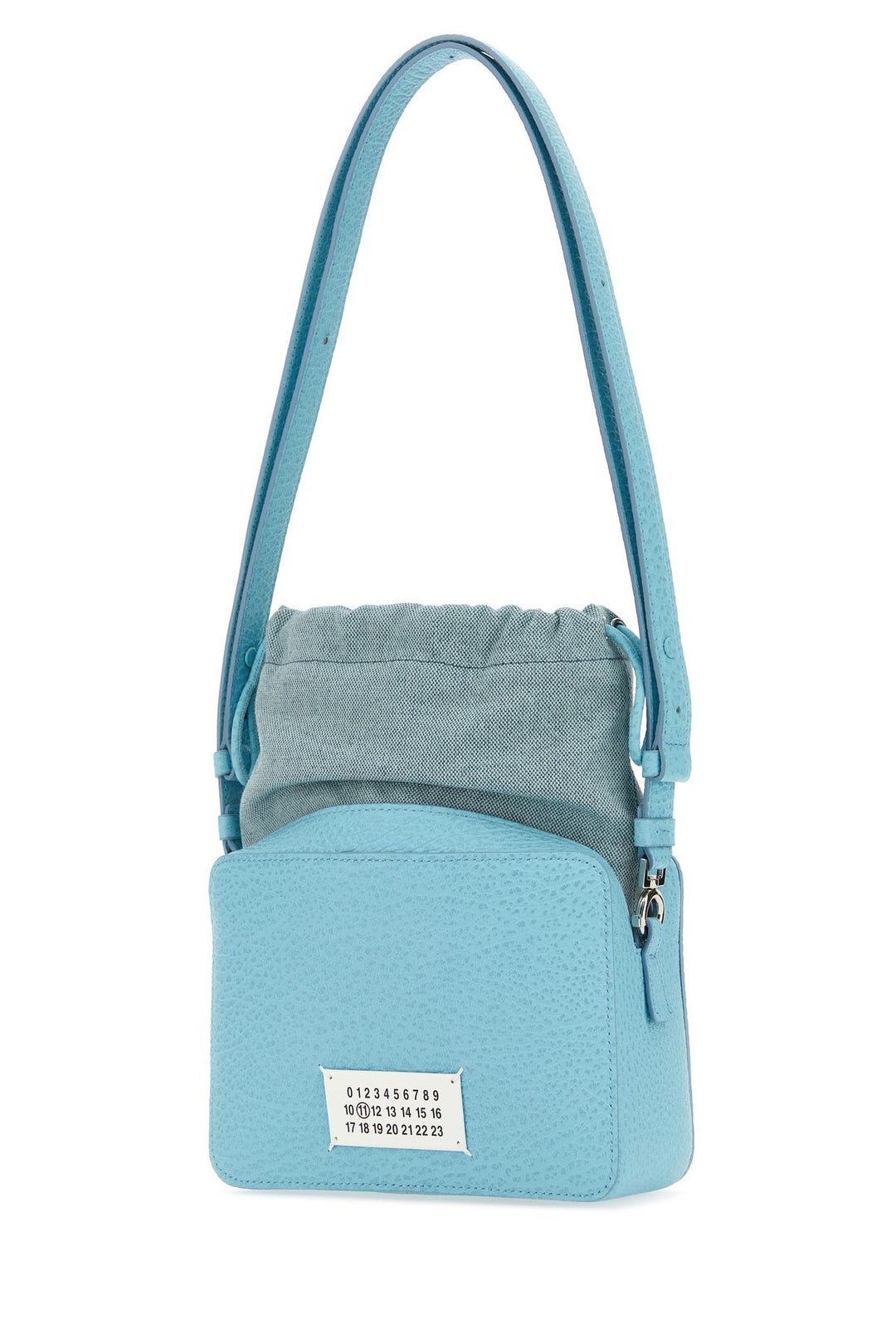 Light blue leather and fabric 5AC bucket bag