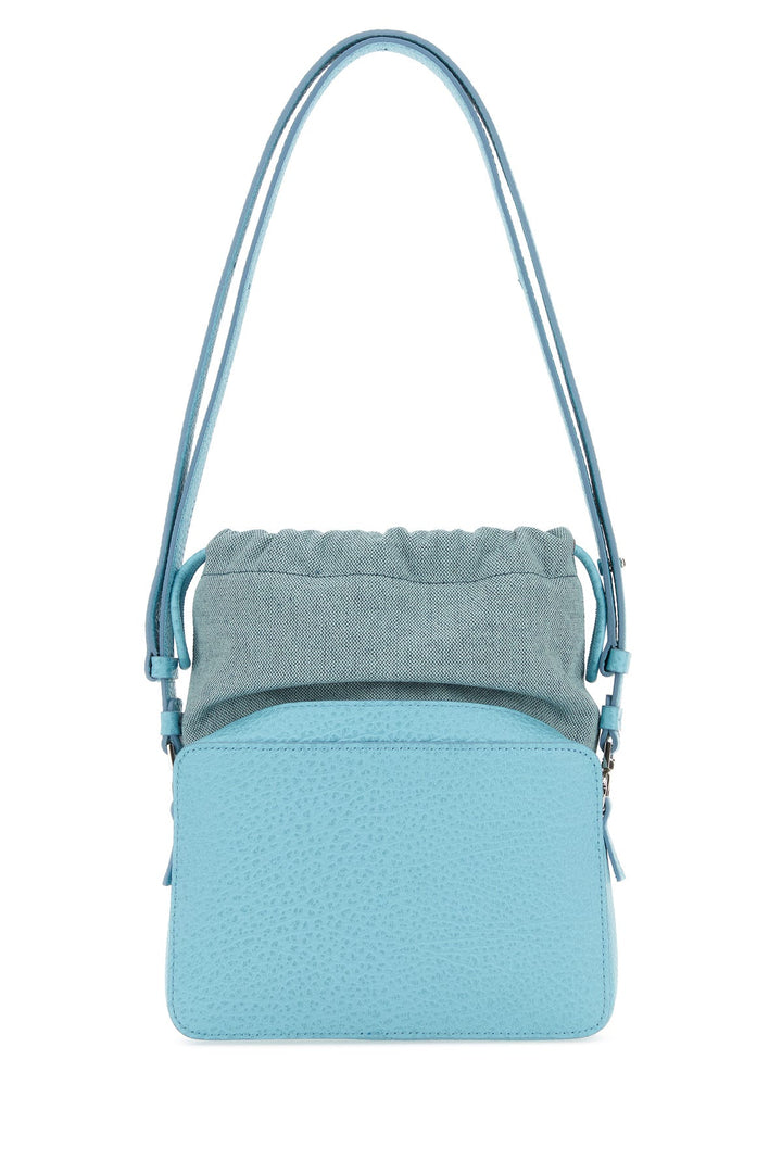 Light blue leather and fabric 5AC bucket bag