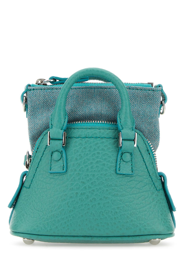 Sea green leather and fabric 5AC Classique Baby handbag