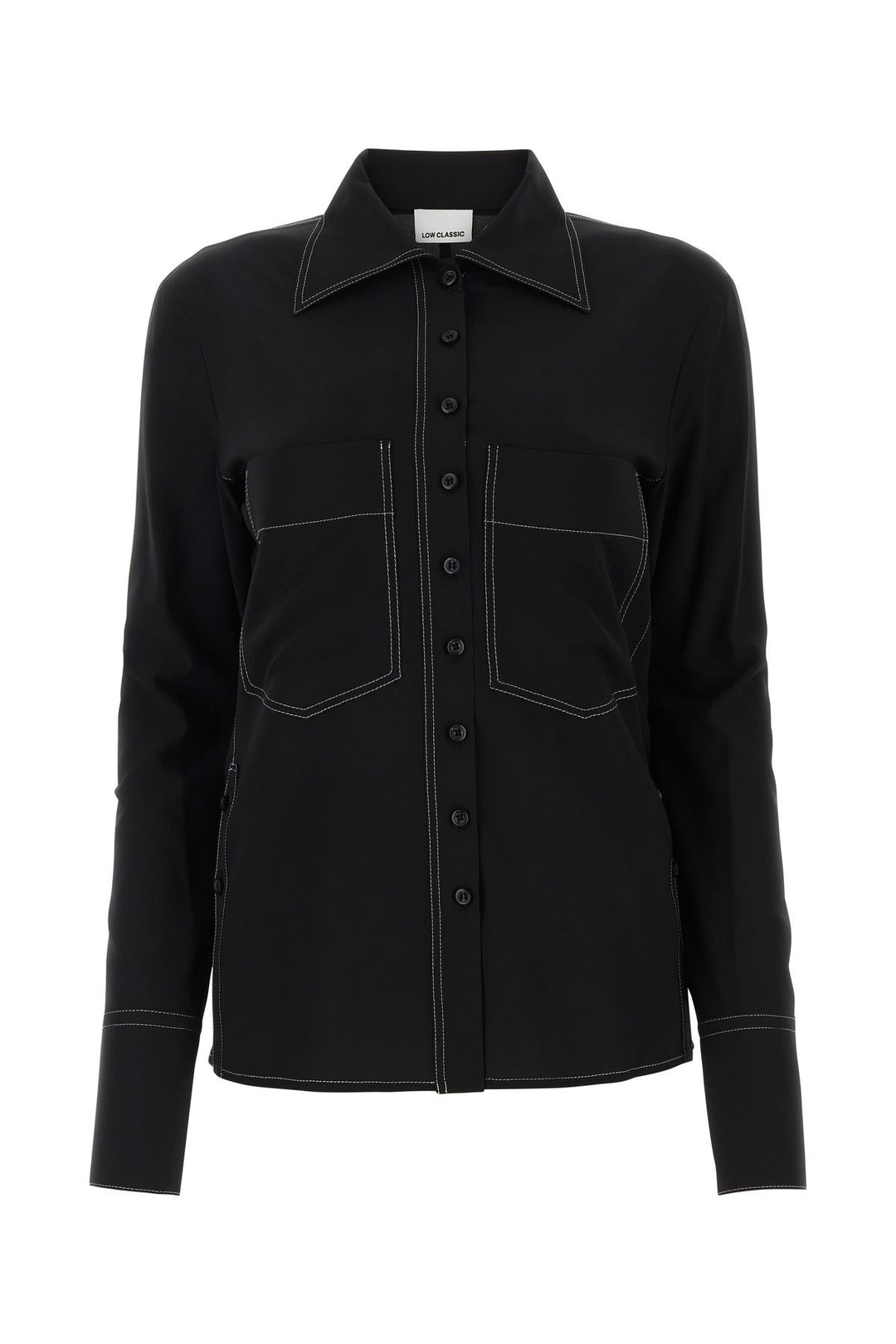 Black silk blend shirt