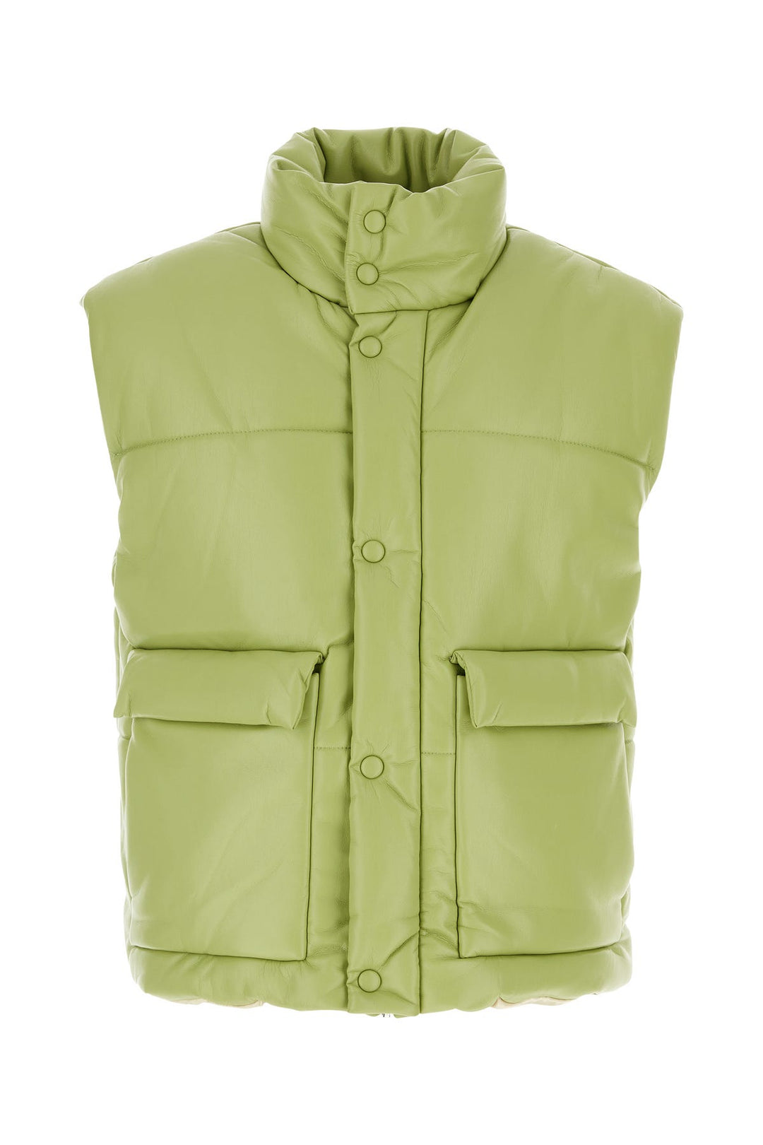 Light green synthetic leather Jovan padded jacket