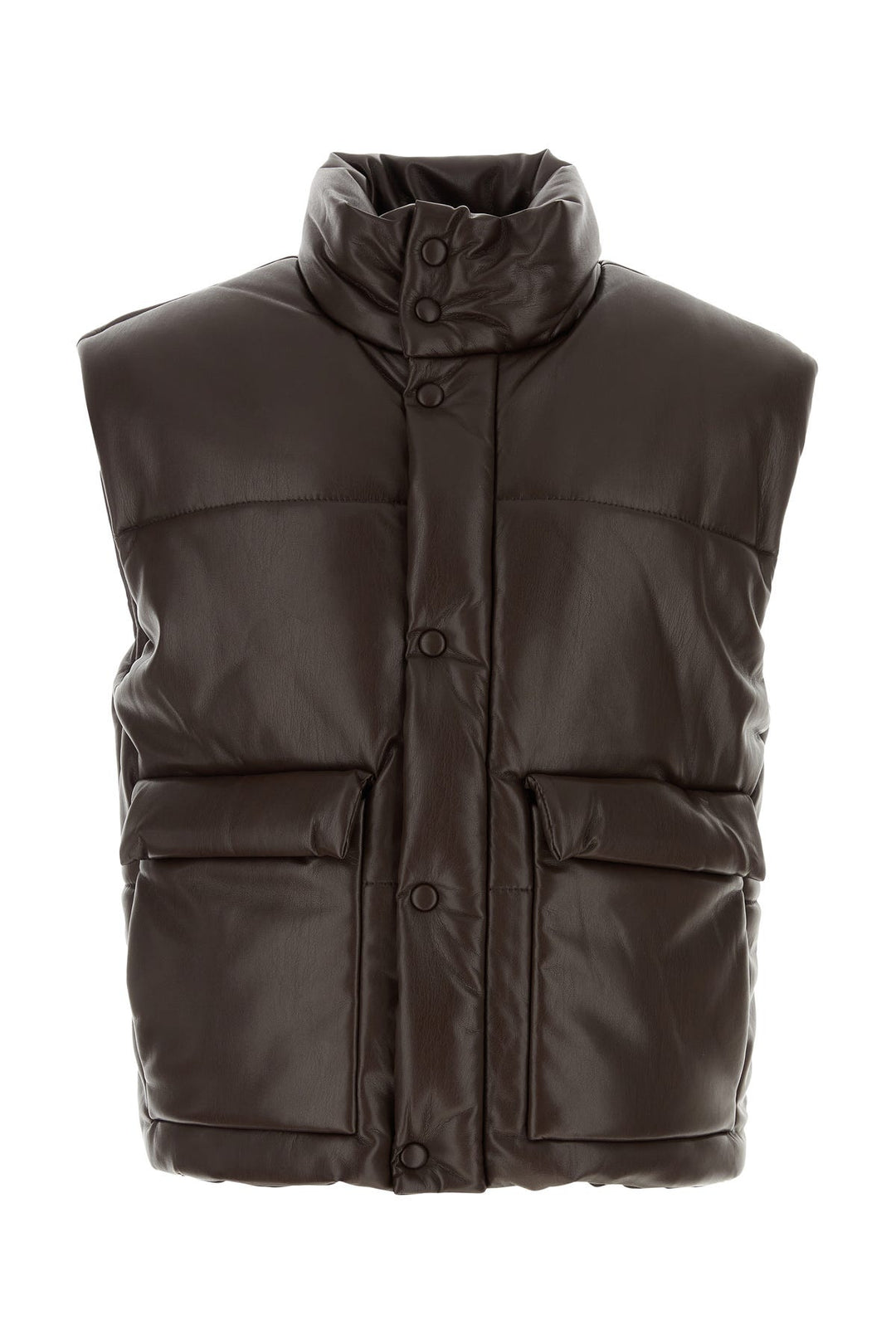 Chocolate synthetic leather Jovan padded jacket