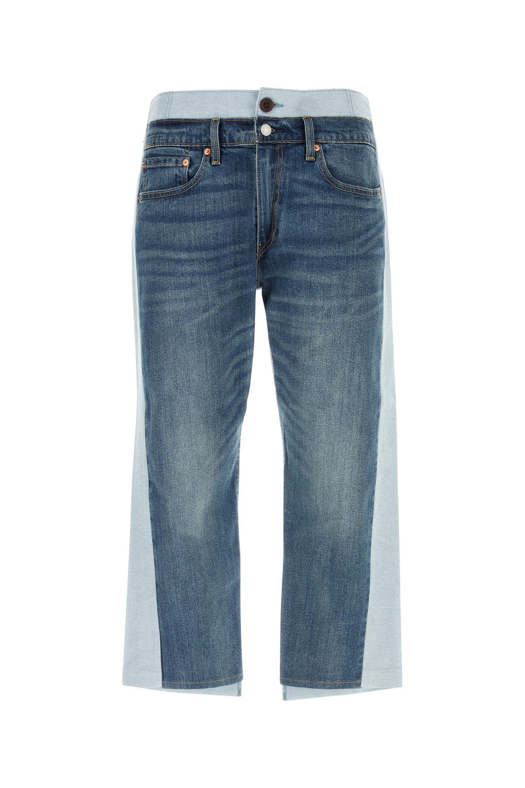 Two-tone denim jeans