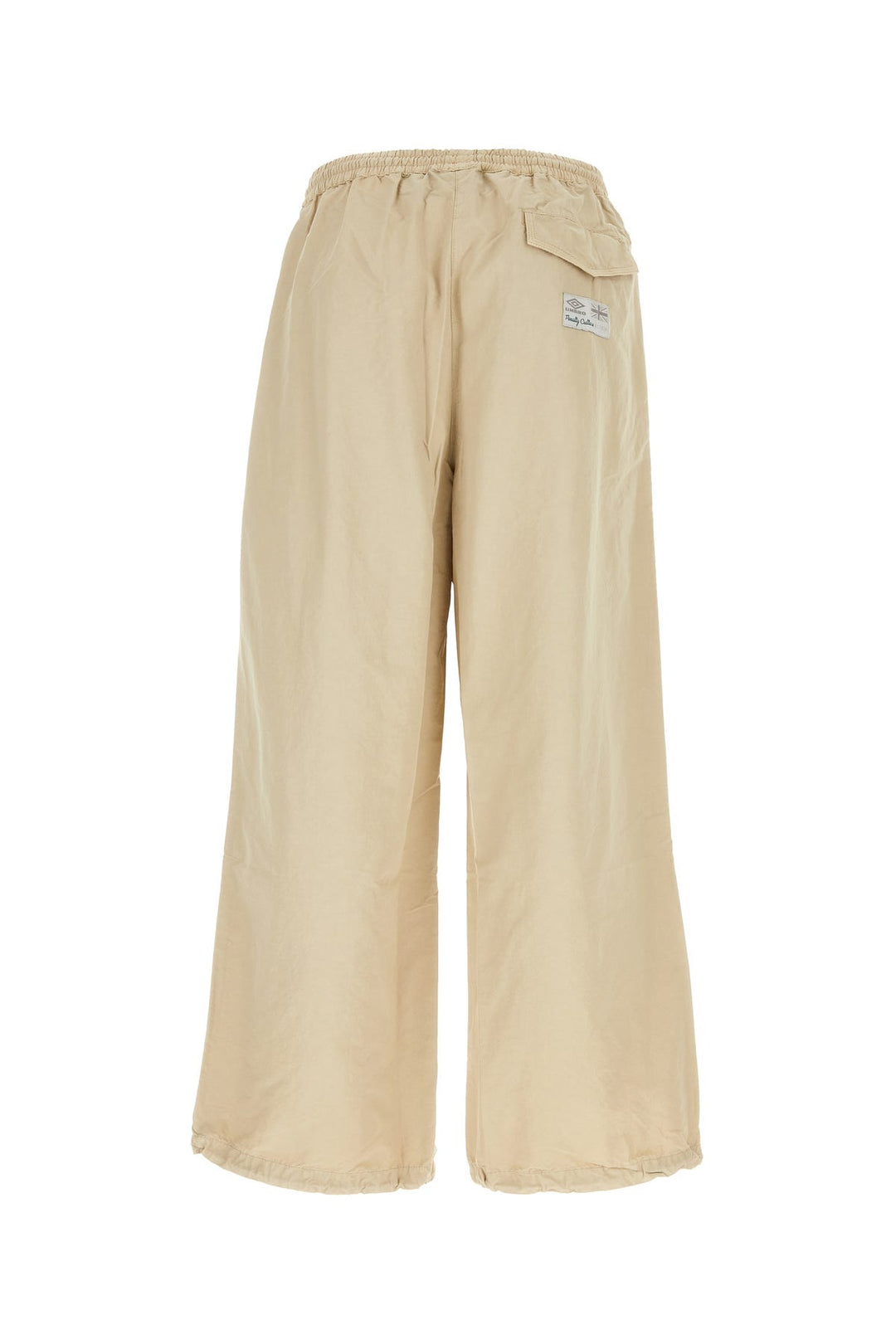 Beige cotton blend oversize pant