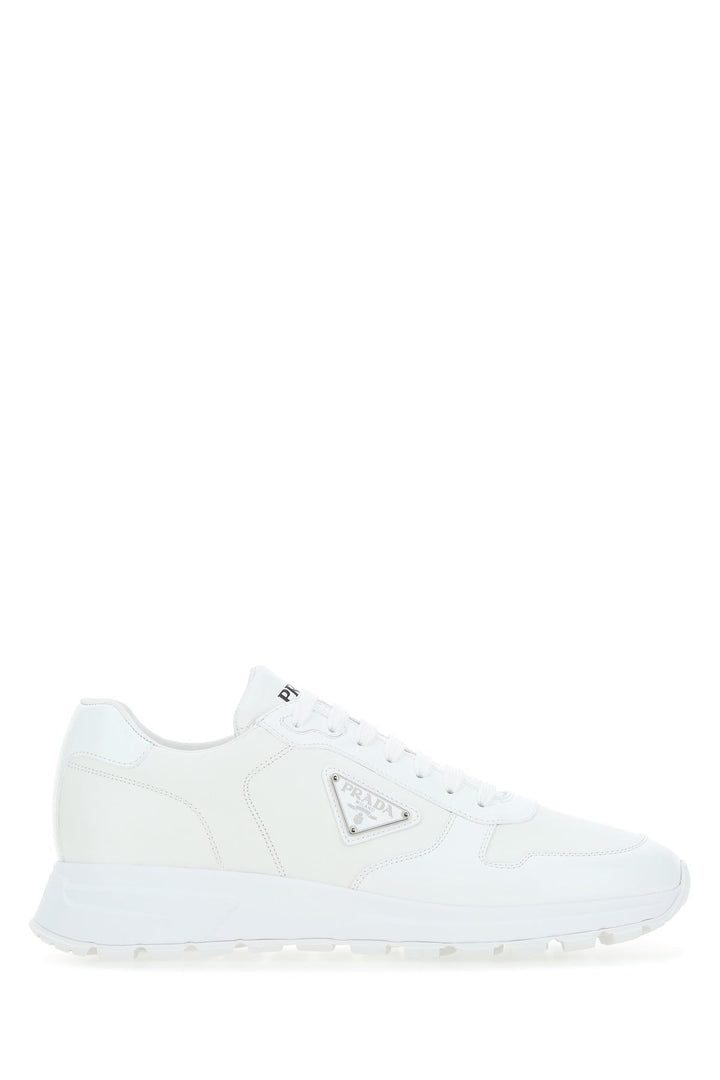 White Re-nylon and leather sneakers