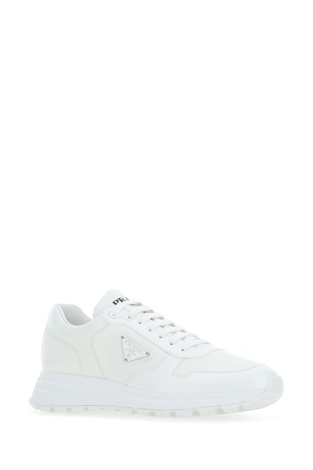 White Re-nylon and leather sneakers