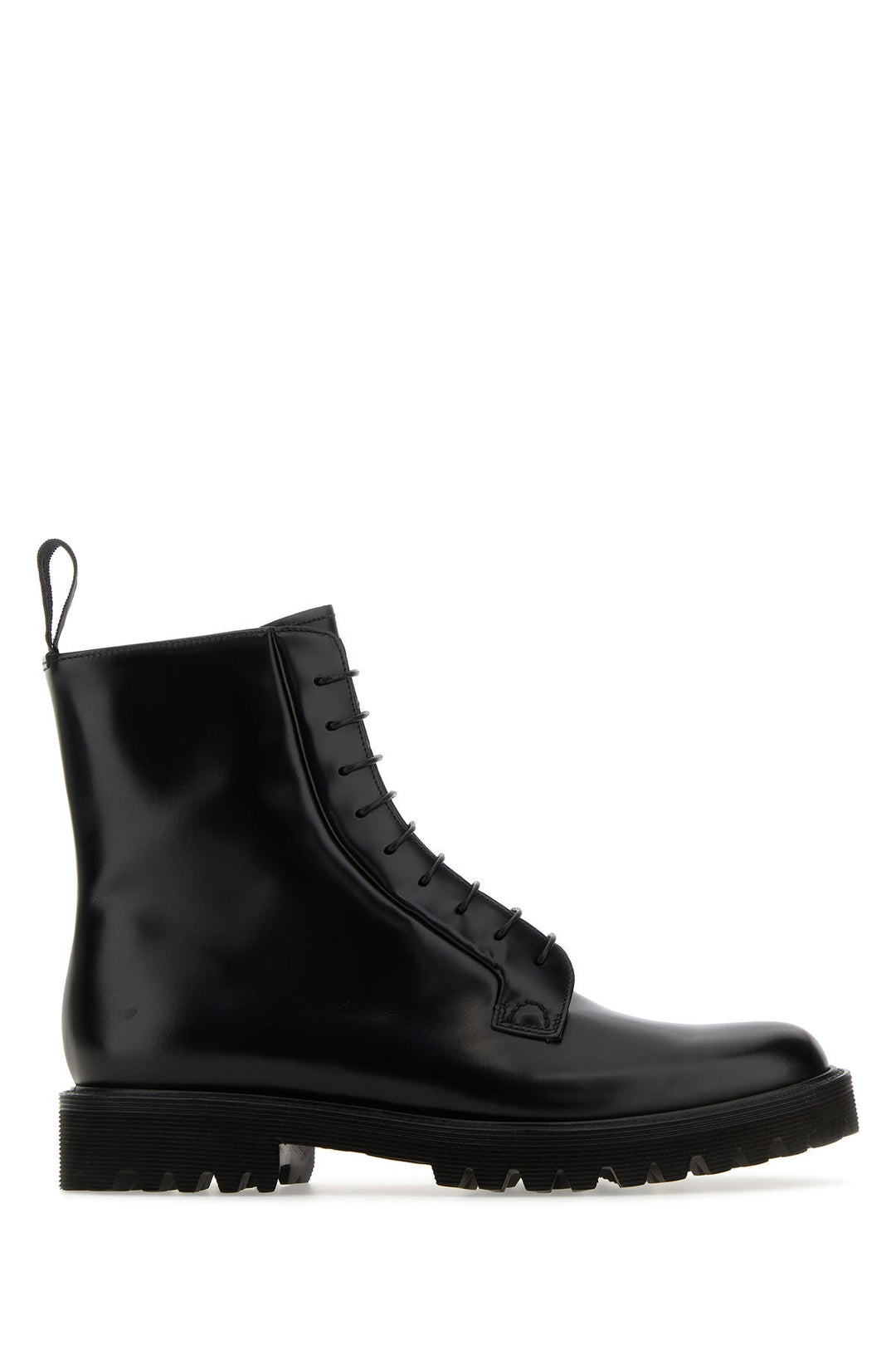 Black leather Alexandra T ankle boots