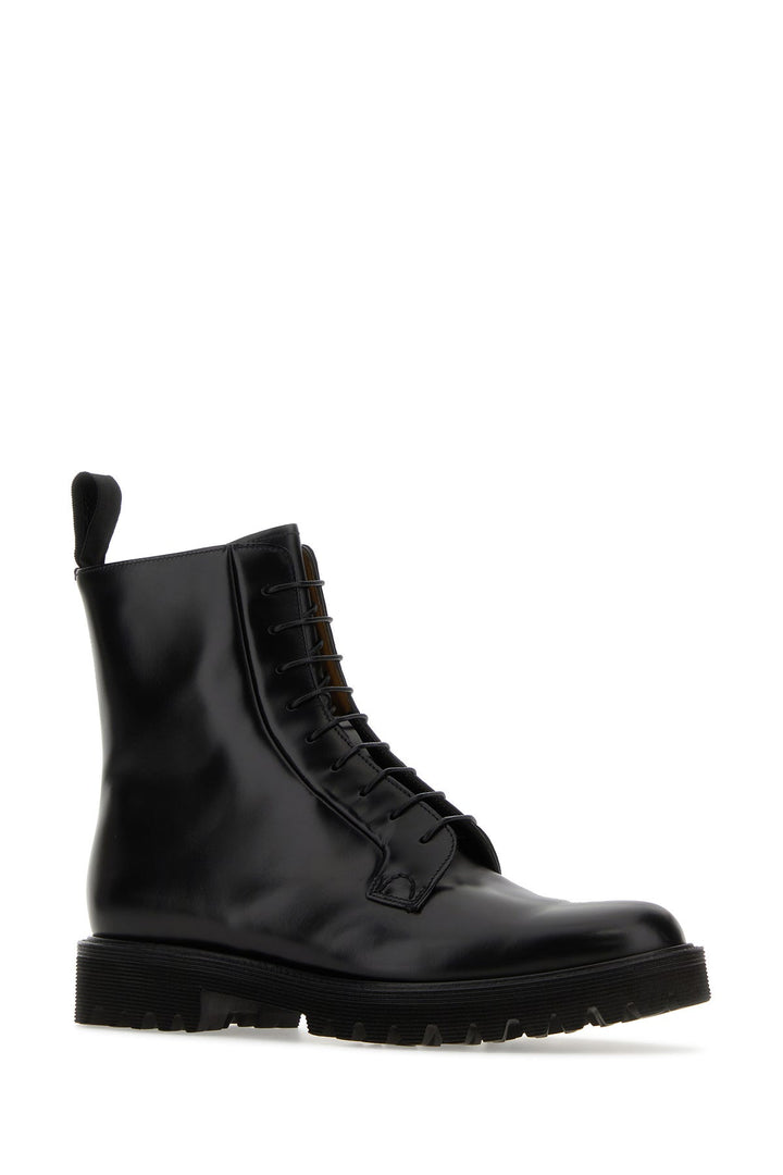 Black leather Alexandra T ankle boots