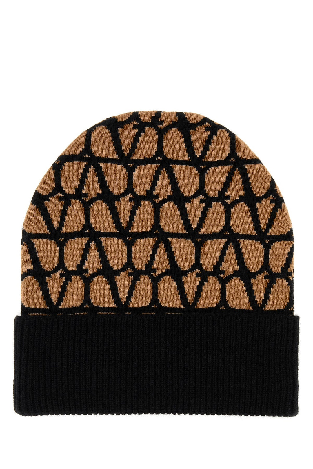 Printed cashmere beanie hat