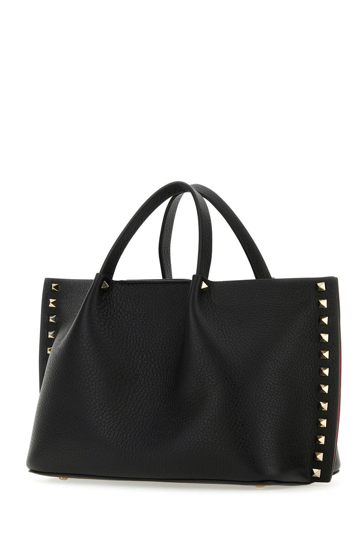 Black leather Rockstud handbag