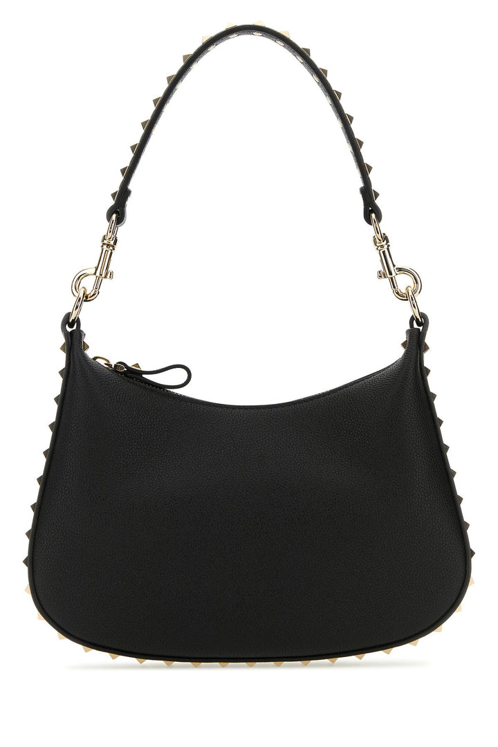 Black leather small Hobo Rockstud shoulder bag