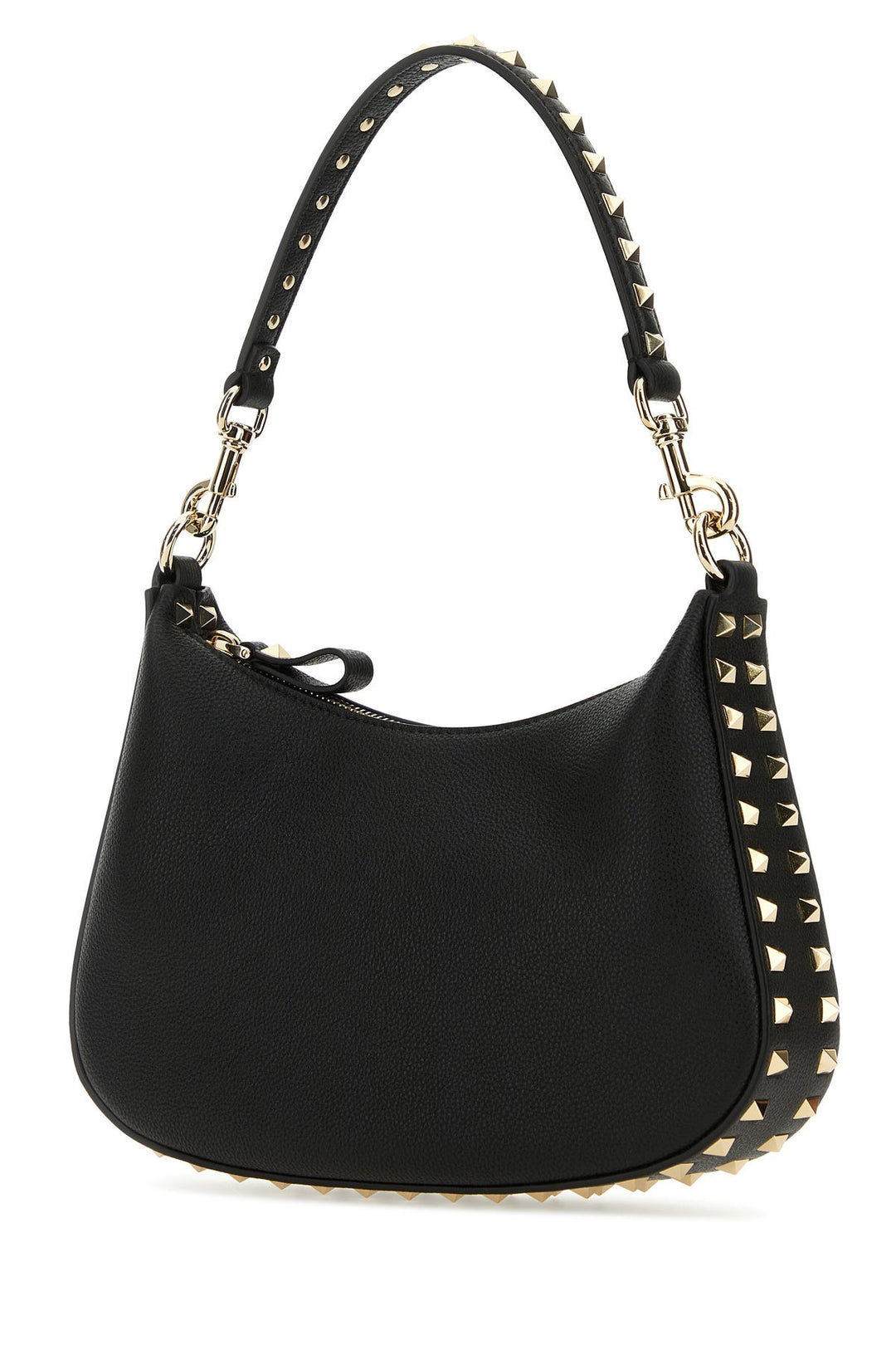 Black leather small Hobo Rockstud shoulder bag