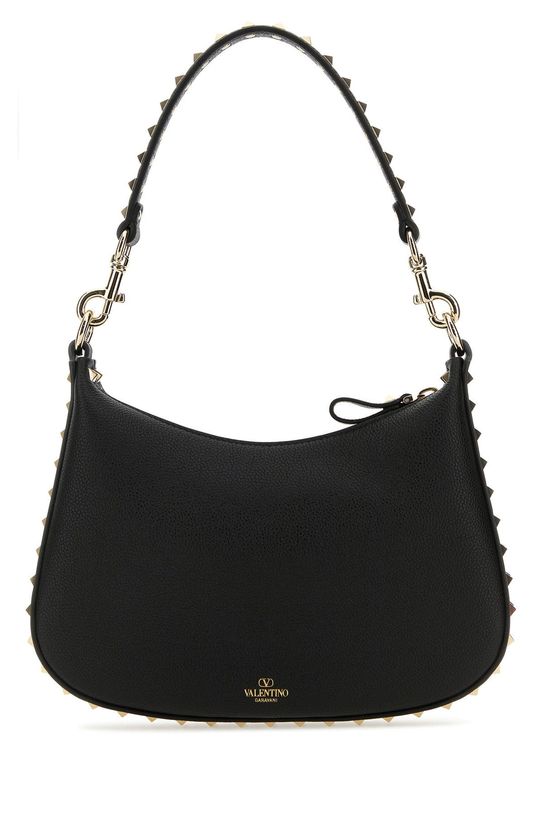 Black leather small Hobo Rockstud shoulder bag